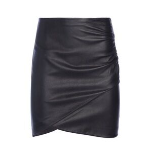 Alice + Olivia Fidela Draped Leather Mini Skirt in Black